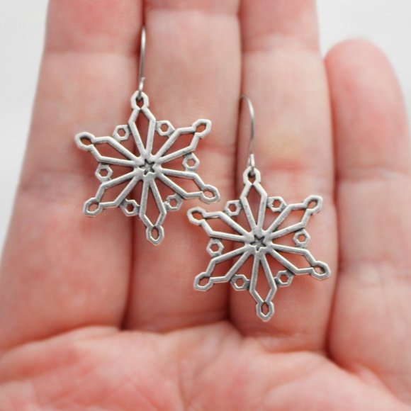 Large Snowflake Earrings - Picture 1 of 7
